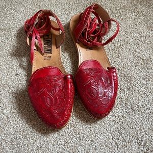 Red Mexican Huaraches size 9